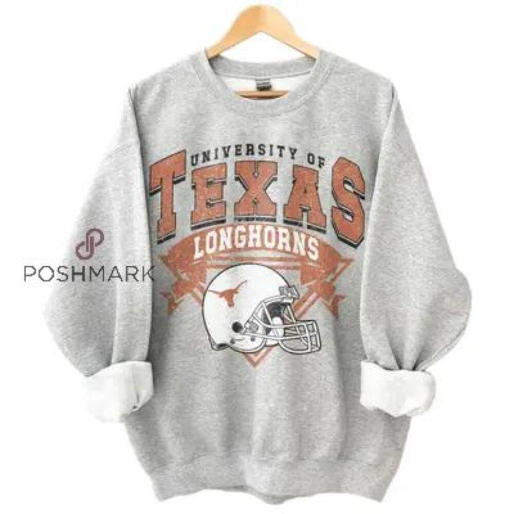 Texas Longhorns Sweatshirt Tee Retro Sweatshirt Grey J890
